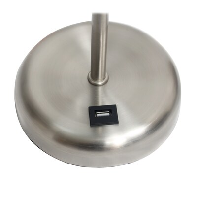 Creekwood Home Oslo 19.5" LED Table Lamp with USB Port, Brushed Steel/Purple Shade (CWT-2012-PR)