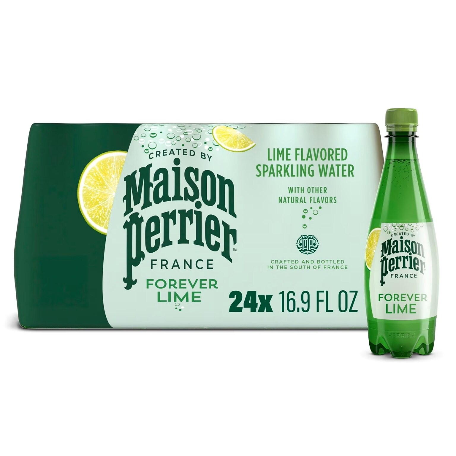 Perrier Flavored Lime Sparkling Mineral Water, 16.9 oz., 24 Bottles/Carton (12283034)