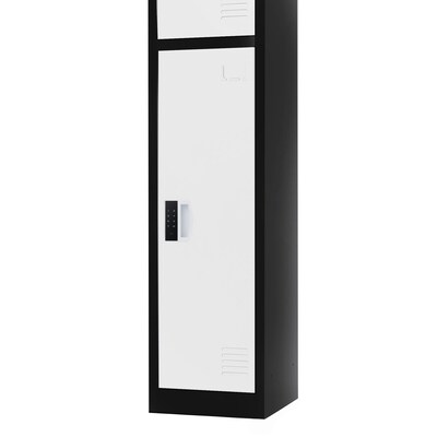 AdirOffice 72"H Single Tier Black/White Storage Locker (ADI629-201-B-W-DL)
