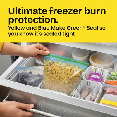 Glad Zipper Freezer Storage Bags, Quart, 20 Bags/Box (57035)