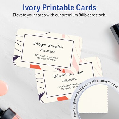 Avery Business Cards, 2 x 3-1/2, Matte Ivory, 80/Pack (95320)