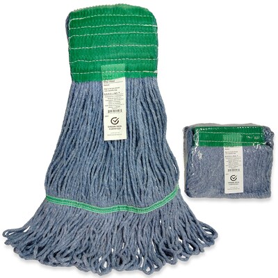 Baseline Twist Looped-End Wet Mop Head, Blend, 16 oz., 5 Headband, Blue (BL63332)
