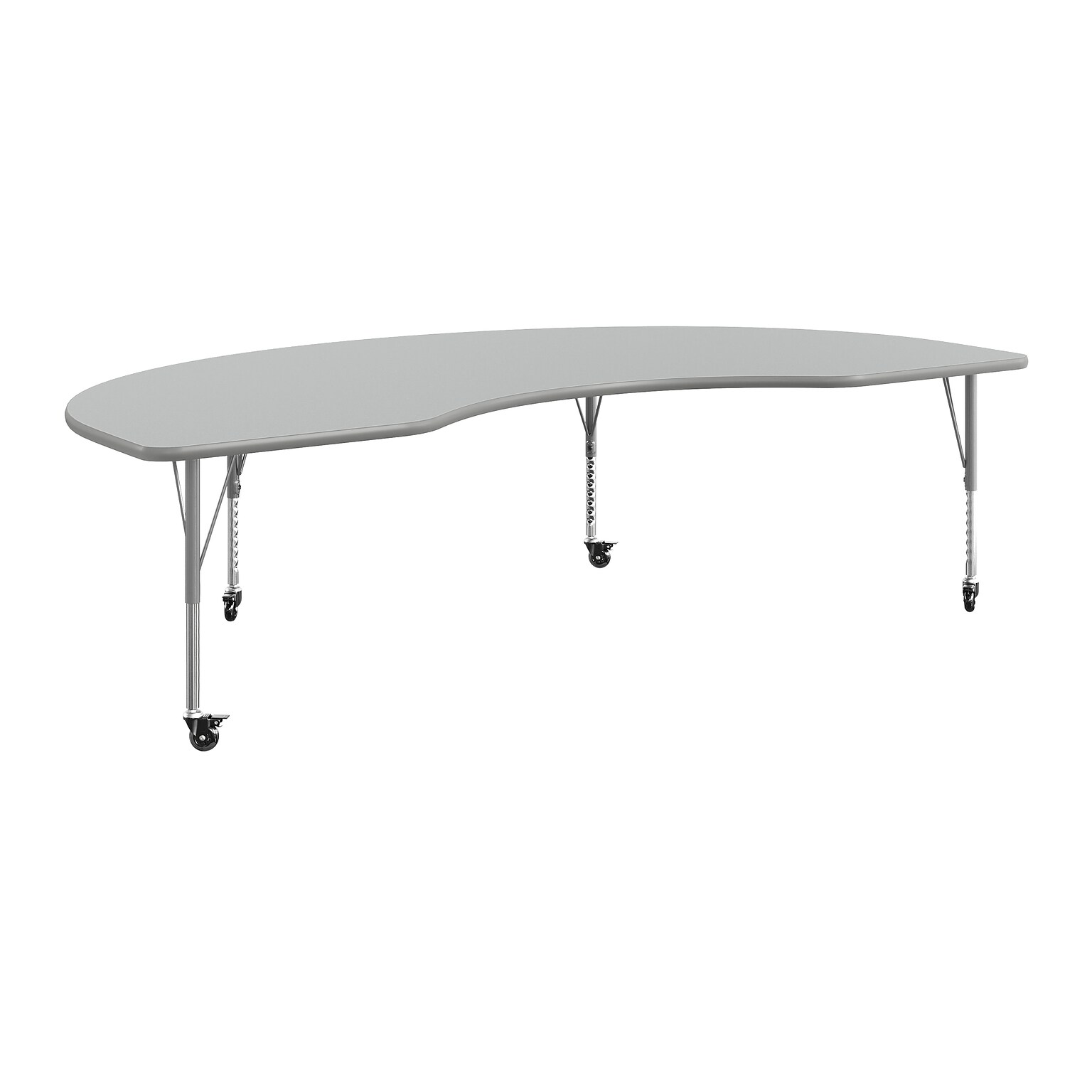 Flash Furniture Wren Kidney Activity Table, 96 x 48, Height Adjustable, Gray Top/Silver Frame (XUA4896KDGYTPC)