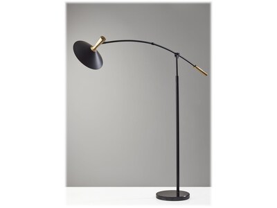 Adesso Bradley 81" Metal Black/Antique Brass Floor Lamp with Cone Shade (5185-01)