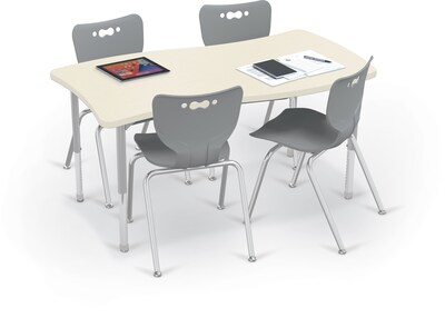 MooreCo Hierarchy Creator Rectangular Table, 58W x 31D, Neutral Weft/Platinum Base (703673563024)