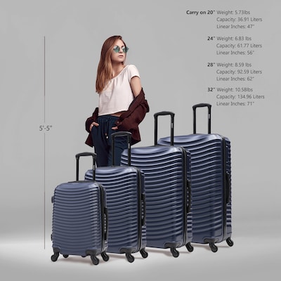 DUKAP Adly 4-Piece Hardside Spinner Luggage Set, TSA Checkpoint Friendly, Blue (DKADLSMLXL-BLU)