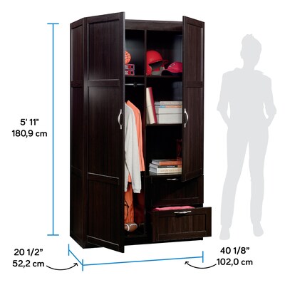 Sauder Select 71"H Storage Armoire, 2 Drawers, Cinnamon Cherry (420055)