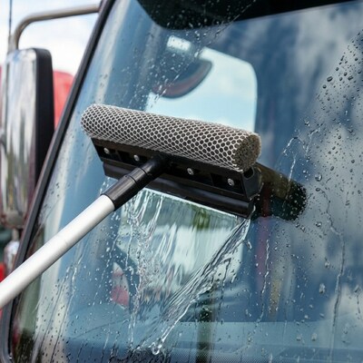 Gritt Commercial Telescoping  8" Window Squeegee & Washer, Silver/Black, 12/Carton (GRI185-8-39-12P)