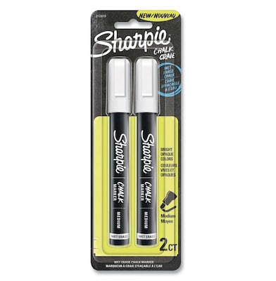 Sharpie Chalk Wet Erase Marker, Medium Tip, White, 2/Pack (2103010)