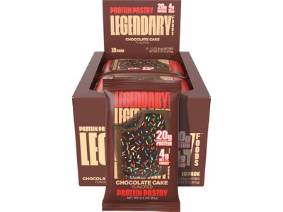 Legendary Foods Chocolate Cake Protein Pastry, 2.2 oz., 10/Box (10086)