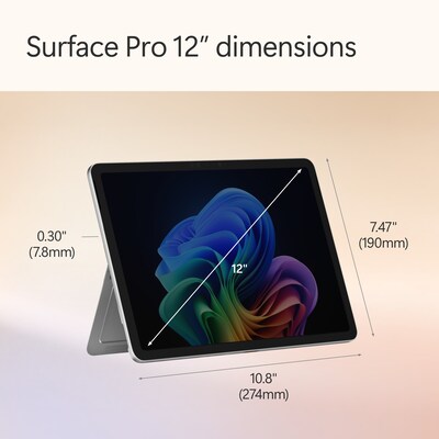 Microsoft Surface Pro 12", Copilot+ PC, Snapdragon X Plus, 16GB RAM, WiFi Only, 512GB UFS, Windows 11, Platinum (EP2-33671)