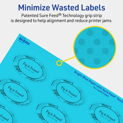 Avery Printable Oval Multipurpose Labels, 1.5" x 2.5", Bright Blue, 720/Pack (94051)