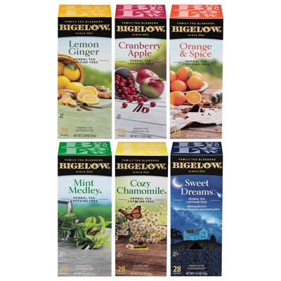 Bigelow Assorted Herbal Tea Bags, 28/Pack, 6 Packs/Carton (17578)