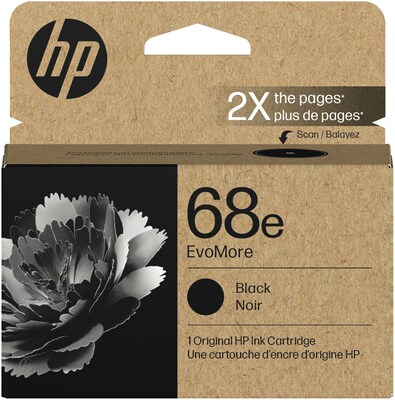 HP 68e EvoMore High Yield Black Ink Cartridge, Works with Envy 6100e, 6500e Series (7FP22TN)