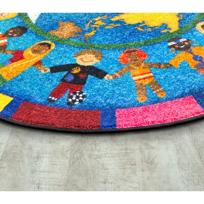 Joy Carpets Hands Around the World Nylon 54 x 78 Oval Machine Tufted Rug, Multicolored (1488CC)