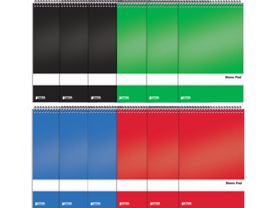 Better Office Steno Pads, 6 x 9, Gregg-Ruled, Assorted Colors, 80 Sheets/Pad, 12 Pads/Pack (25812-