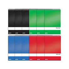 Better Office Steno Pads, 6 x 9, Gregg-Ruled, Assorted Colors, 80 Sheets/Pad, 12 Pads/Pack (25812-