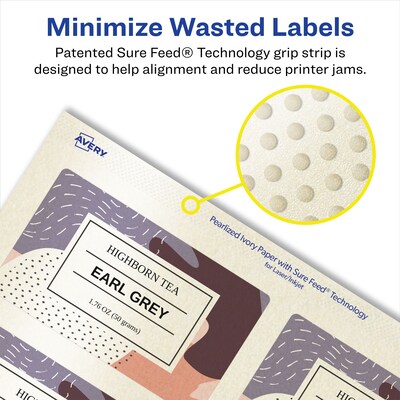 Avery Laser/Inkjet Rectangle Pearlized Labels, 2" x 3", Ivory, 400 Labels/Box (94237)