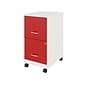 Space Solutions SOHO Smart File 2-Drawer Mobile Vertical File Cabinet, Letter Size, Lockable, Pearl White/Lava Red (25334)