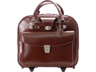 McKlein DENALI 15 Leather Rolling Laptop Bag, Red (99706)