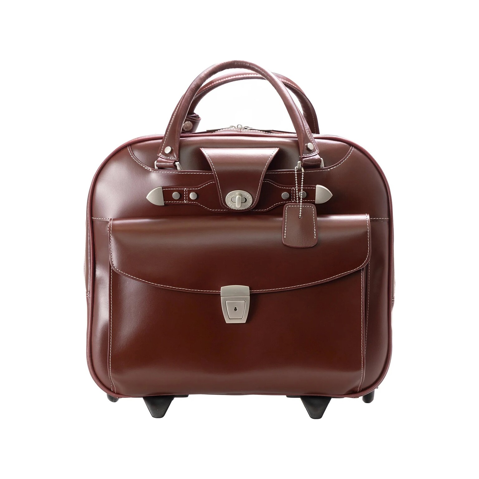 McKlein DENALI 15 Leather Rolling Laptop Bag, Red (99706)