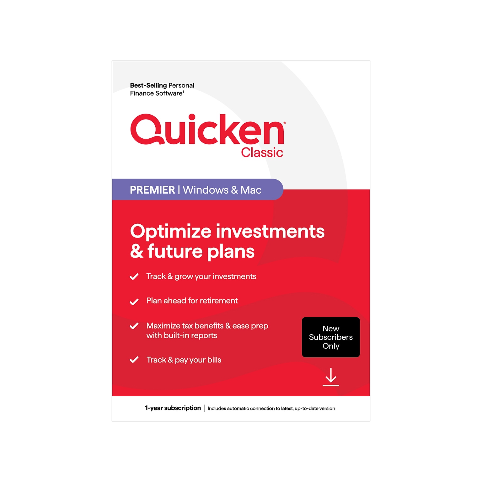 Quicken Classic Premier for 1 User, Windows/Mac/Android/iOS, Download (170477)