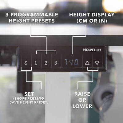 Mount-It! XL 75"W Electric Corner Adjustable Standing Desk, Black/White (MI-15027)