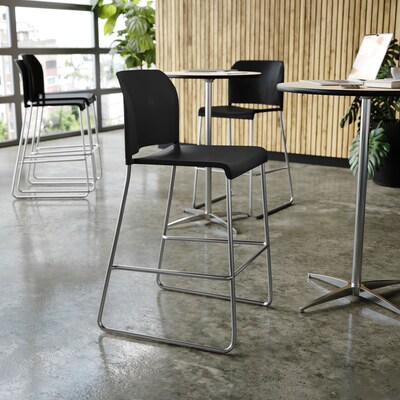 Flash Furniture Hercules Kenai Classic Plastic Stacking Full Back Bar Stool, Black (RUT239AHBSBKCR)