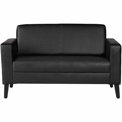 Lorell Clarke Series Vinyl Loveseat, Black (LLR86951)