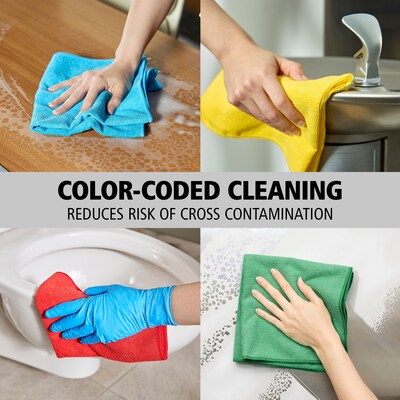 HYGEN r-40 Recycled Microfiber Cleaning Cloths, 12" x 12", Red, 24/Pack (1820577)