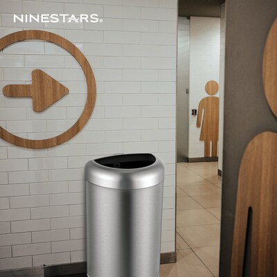NineStars Stainless Steel Indoor Open Top Trash Can, 21.1 Gallons, XXL Size, Silver (OTT-80-29SL)