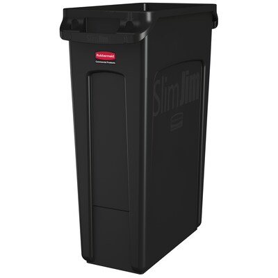 Rubbermaid Slim Jim Indoor Trash Can w/ No Lid, Black, 23 Gal. (FG354060BLA)