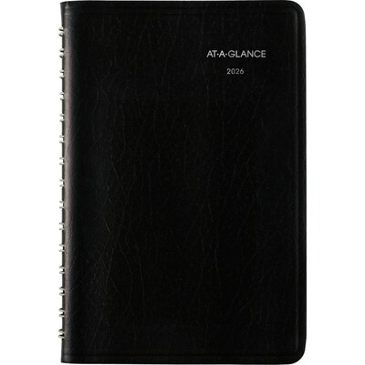 2026 AT-A-GLANCE DayMinder 5" x 8" Daily Appointment Book, Faux Leather Cover, Black (G100-00-26)