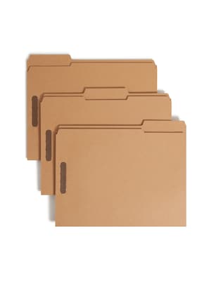 Smead Fastener File Folders, 2 Fasteners, Reinforced 1/3-Cut Tab, Letter Size, Kraft, 50/Box (14837)