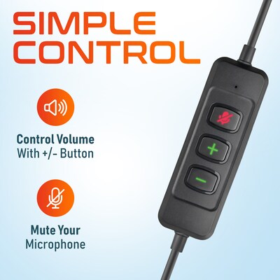 Delton 40Y USB Mono Computer Headset with ENC Microphone and USB-C Adapter, Black (DWH40YAC)