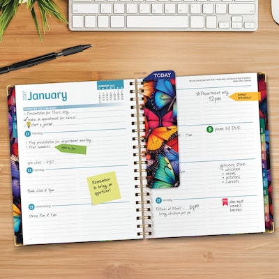 2027 Excello Brands 9 x 11 Weekly & Monthly Standard Planner, Paperboard Cover, Colorful Butterflies (FSHN-CY27-8511-58)