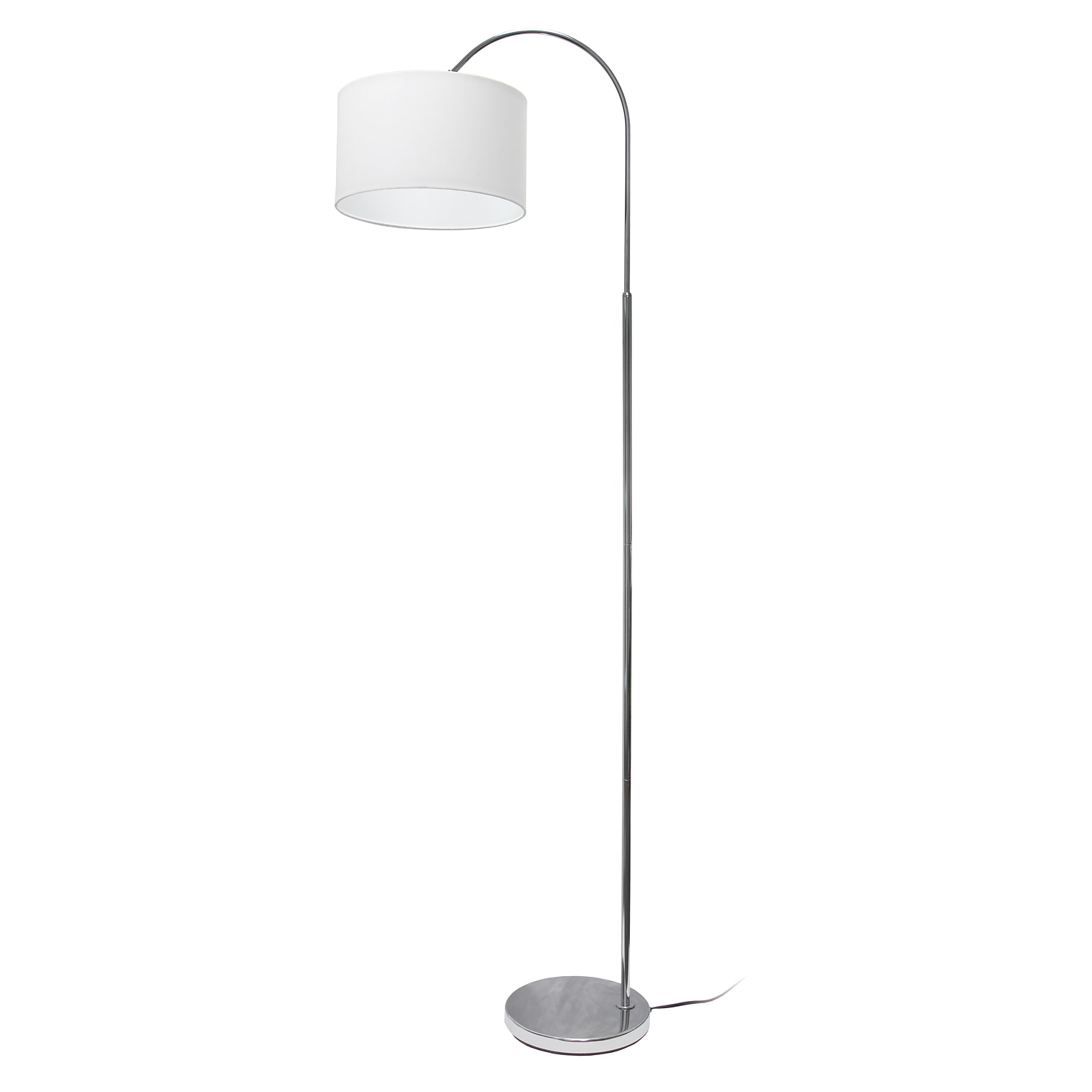 Creekwood Home Vista 66 Brushed Nickel Floor Lamp with Drum Shade, White (CWF-3006-WH)
