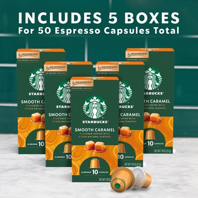 Starbucks Smooth Caramel Coffee Nespresso Original Capsules, Light Roast, 50/Box (135896)