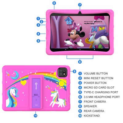 Contixo K103B 10 Tablet, WiFi, 64GB, Android, Pink (CNXK103BPINK)