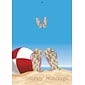 Happy Holidays - sandals , beach ball on beach - 7 x 10 scored for folding to 7 x 5, 25 cards w/A7 envelopes per set