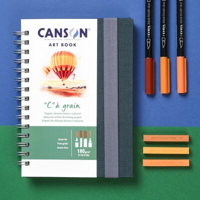 Canson C à Grain 5.8 x 8.3 Spiral Bound Drawing Sketch Book, 100 Sheets/Book (MCX31200L009)