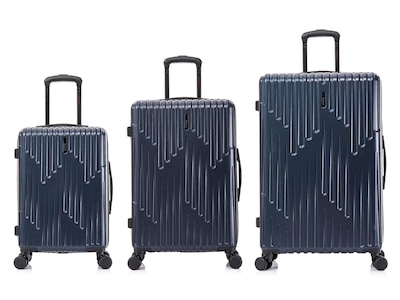 InUSA Drip Polycarbonate/ABS 3-Piece Luggage Set, Blue (IUDRISML-BLU)