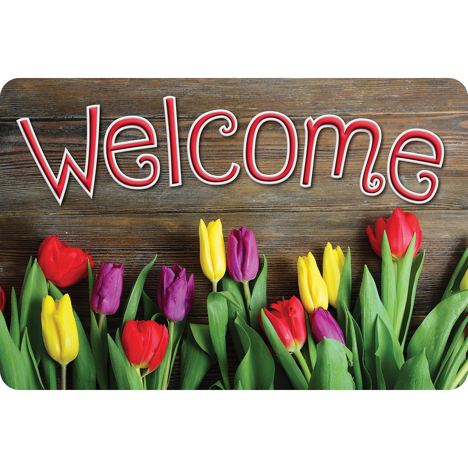 Ashley Productions The Original Fun Mat, Welcome Mat, 15.5 x 23.5, Tulips Welcome (ASH91532)