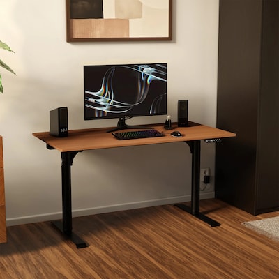 Arozzi Arena Nordico 55"W Electric Adjustable Standing Desk, Walnut (ARENANRDBKWLN)