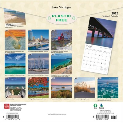 2025 BrownTrout Lake Michigan 12 x 12 Monthly Square Wall Calendar (9781975475048)