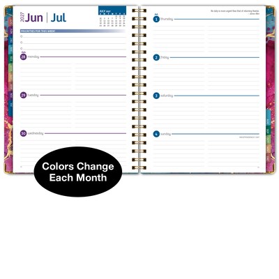 2027 Excello Brands 9" x 11" Weekly & Monthly Standard Planner, Paperboard Cover, Rainbow Gold Marble (FSHN-CY27-8511-36)