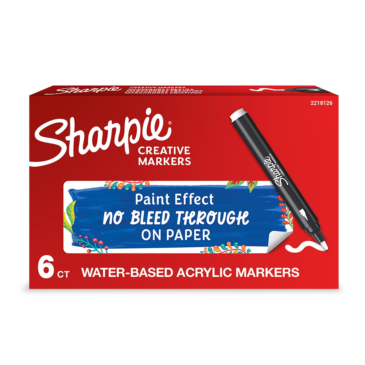 Sharpie Water-Based Creative Markers, Bullet Tip, White, 6/Pack (2218126)