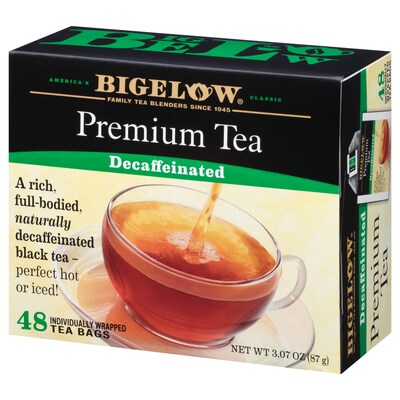 Bigelow Premium Decaf Black Tea, Decaffeinated Black Tea, 48 Tea Bags/Box (RCB00356)