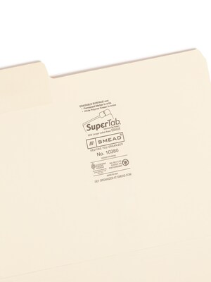 Smead SuperTab® File Folder, 3 Tab, Letter Size, Manila, 24/Pack (10380)