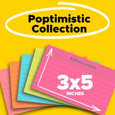 Post-it Notes, 3 x 5, Poptimistic Collection, 100 Sheet/Pad, 5 Pads/Pack (655-5PK)
